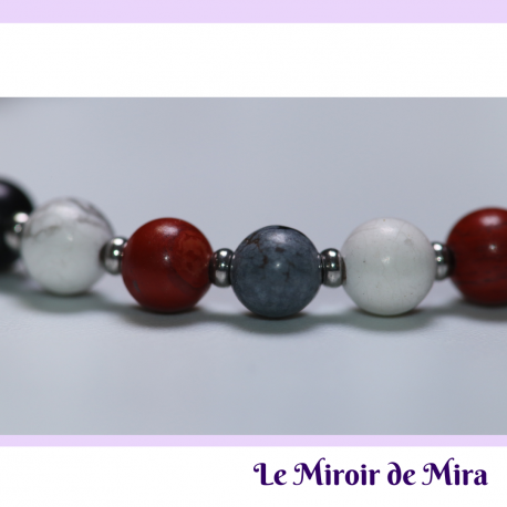 Bracelet Howlite, Jaspe Rouge & Obsidienne Neige