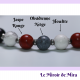 Bracelet Howlite, Jaspe Rouge & Obsidienne Neige