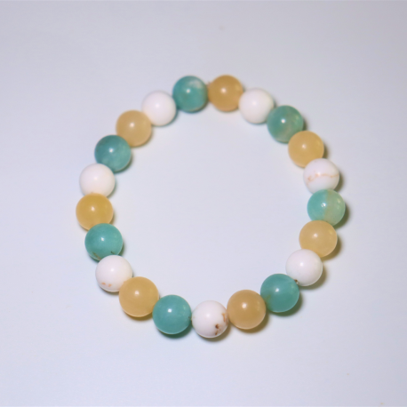 Bracelet Calcite Jaune, Amazonite et Magnésite