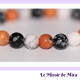 Bracelet Calcite orange, Howlite & Obsidienne Neige