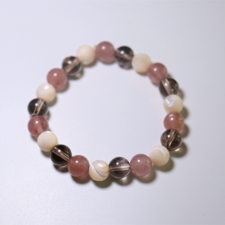 Bracelet Nacre, Quartz Hématoïde & Quartz Fumé