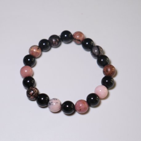 Bracelet Opale Rose, Rhodonite et Obsidienne Œil Céleste