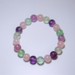 Bracelet Quartz Rose, Fluorite Verte & Violette