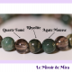 Bracelet Agate Mousse, Rhyolite & Quartz Fumé