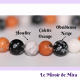 Bracelet Calcite orange, Howlite & Obsidienne Neige