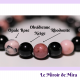 Bracelet Opale Rose, Rhodonite et Obsidienne Œil Céleste